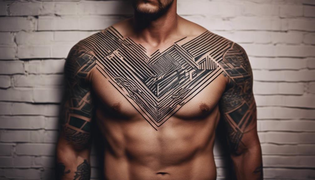 Clean Lines: Chest Tattoo Design Inspiration for Men