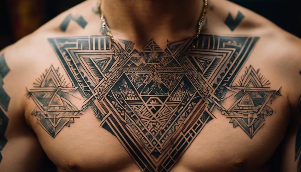 Unique Chest Tattoos With Triangular Elements