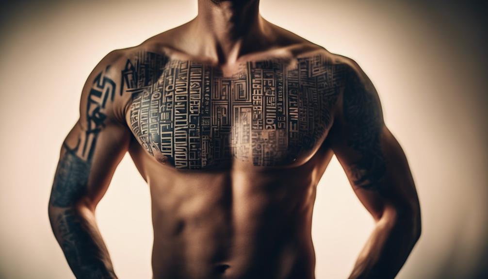 Clean Lines: Chest Tattoo Design Inspiration for Men - iPic.ai - Create Beautiful Ai Art or Ai Images For Free art of written words