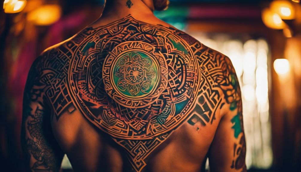 Fusion of Ancient Patterns Unleashed on the Torso - iPic.ai - Create Beautiful Ai Art or Ai Images For Free blending of art forms