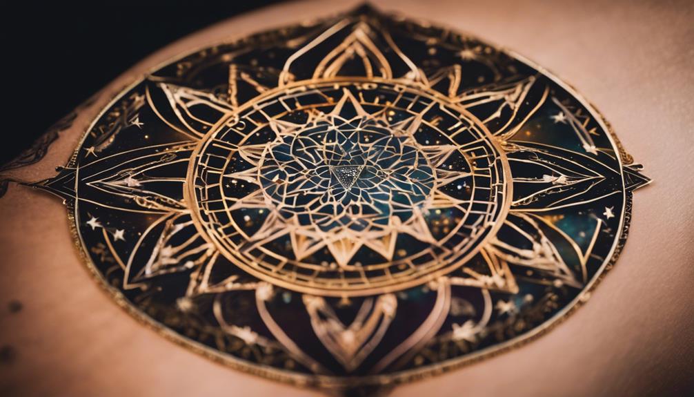 Geometric Inner Forearm Designs With Heavenly Charm - iPic.ai - Create Beautiful Ai Art or Ai Images For Free cosmic sacred circle art
