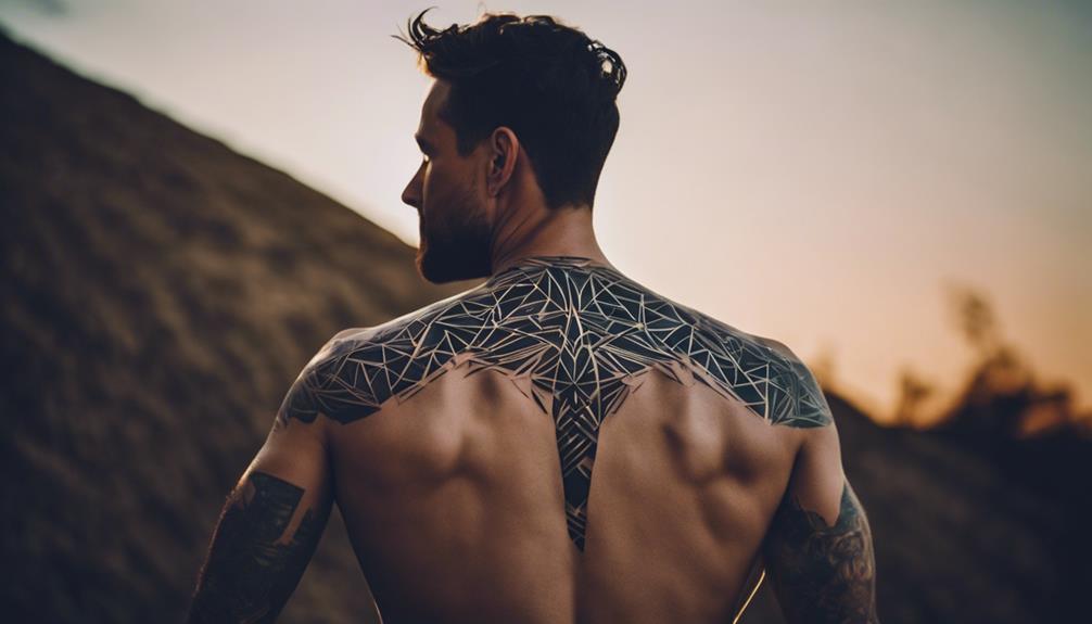 Clean Lines: Chest Tattoo Design Inspiration for Men - iPic.ai - Create Beautiful Ai Art or Ai Images For Free designing with empty space
