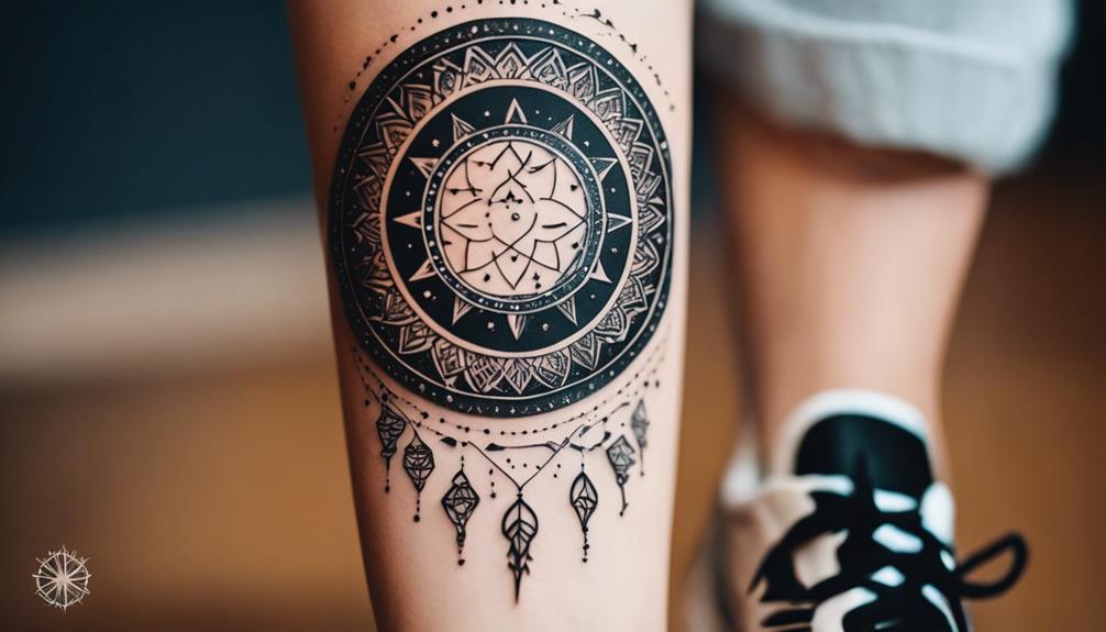 Celestial Geometric Tattoos for Inner Forearm - iPic.ai - Create Beautiful Ai Art or Ai Images For Free designs with opposite aims