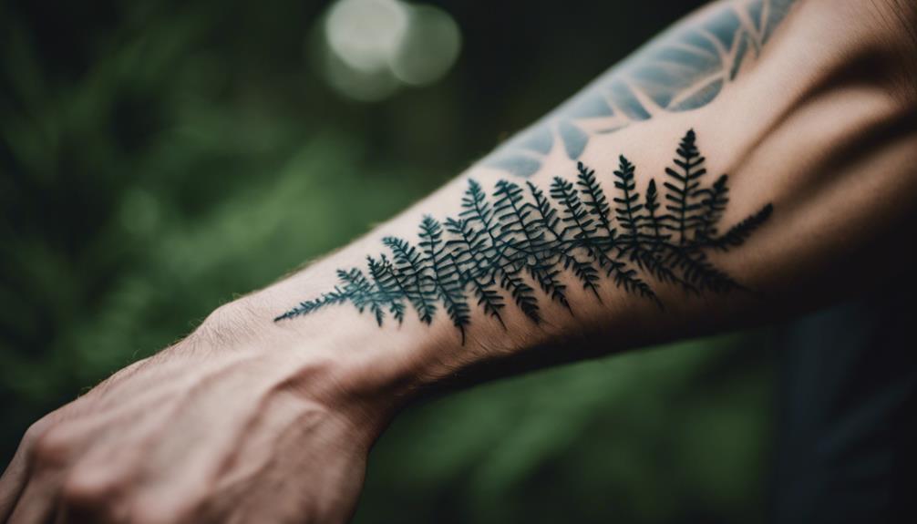 Why Minimalist Botanical Forearm Tattoos for Men? - iPic.ai - Create Beautiful Ai Art or Ai Images For Free embracing the natural world
