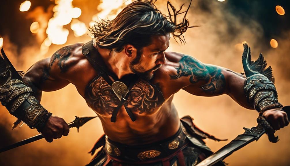 Warrior Back Tattoo Inspirations - iPic.ai - Create Beautiful Ai Art or Ai Images For Free fierce combat action unfolds