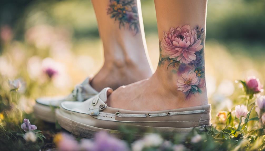 Watercolor Flower Ankle Tattoos: Why So Popular? - iPic.ai - Create Beautiful Ai Art or Ai Images For Free many creative freedom choices