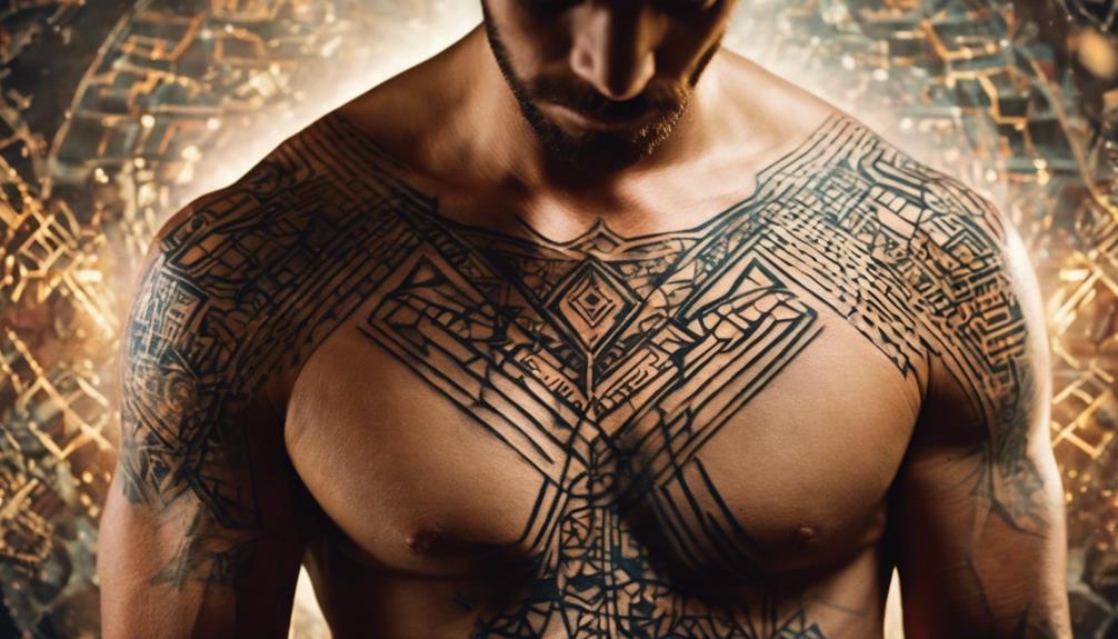 Geometric Chest Tattoos for Men With Abstract Patterns - iPic.ai - Create Beautiful Ai Art or Ai Images For Free methods for short term