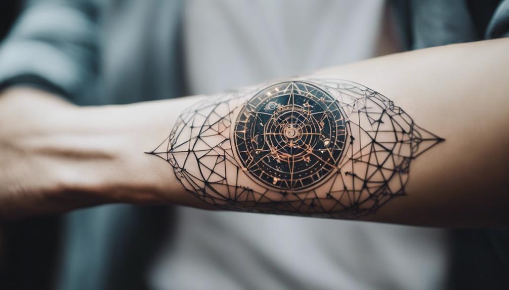 Celestial Geometric Tattoos for Inner Forearm - iPic.ai - Create Beautiful Ai Art or Ai Images For Free optimal tattoo placement guide