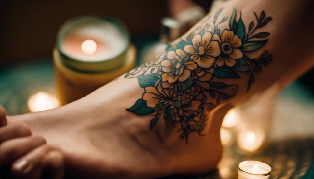Ankle Tattoo Designs Using Delicate Flower Art - iPic.ai - Create Beautiful Ai Art or Ai Images For Free proper healing tattoo care