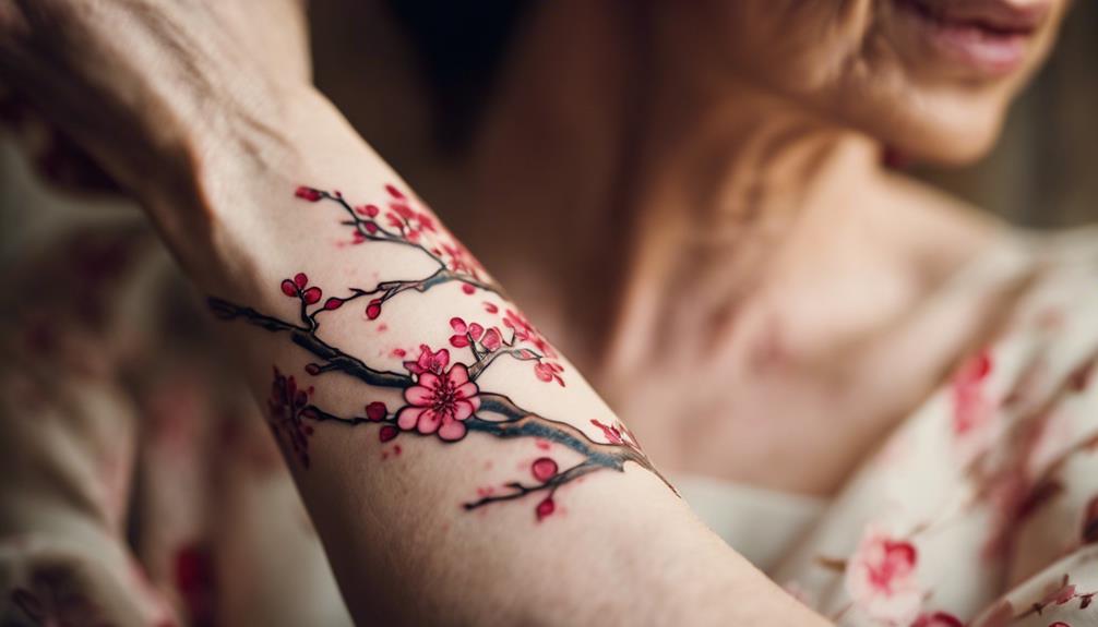 Blossoming Beauty: Tattoos for Women Over 40 - iPic.ai - Create Beautiful Ai Art or Ai Images For Free reflecting on life s journey