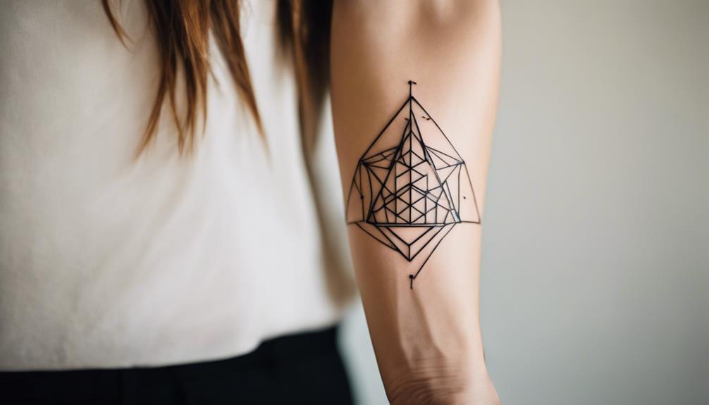 Intricate Geometric Patterns on the Inner Forearm - iPic.ai - Create Beautiful Ai Art or Ai Images For Free simple shapes clean lines