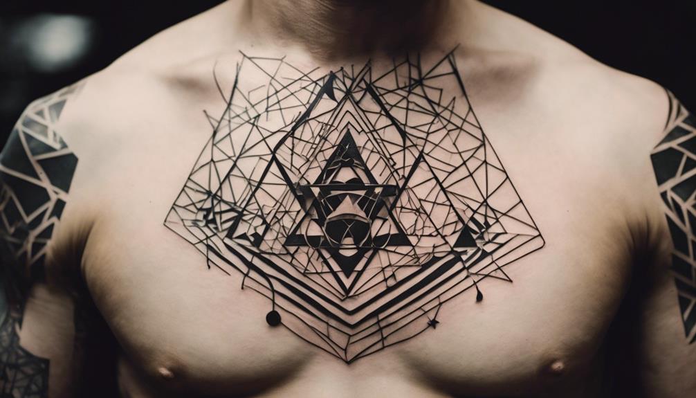 Chest Tattoos With Minimalist Shape Designs - iPic.ai - Create Beautiful Ai Art or Ai Images For Free simplistic design on chest