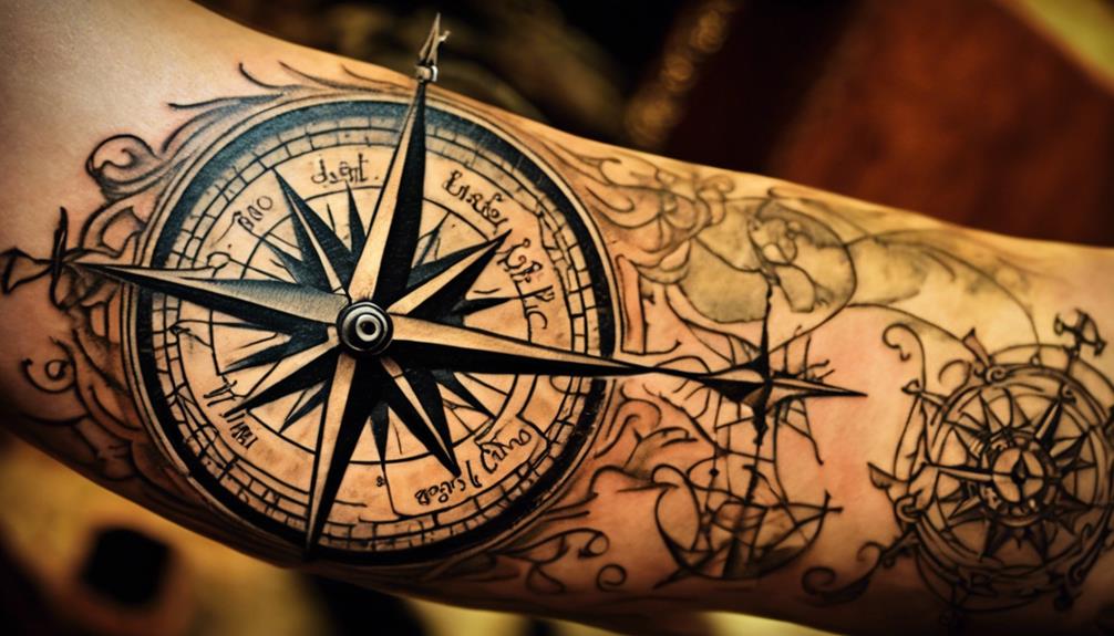 10 Traditional Nautical Inner Forearm Tattoos for Men - iPic.ai - Create Beautiful Ai Art or Ai Images For Free symbol of directional guidance