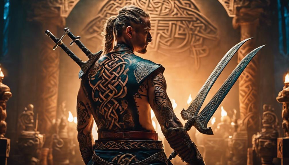 Warrior Back Tattoo Inspirations - iPic.ai - Create Beautiful Ai Art or Ai Images For Free symbolism of battle arms