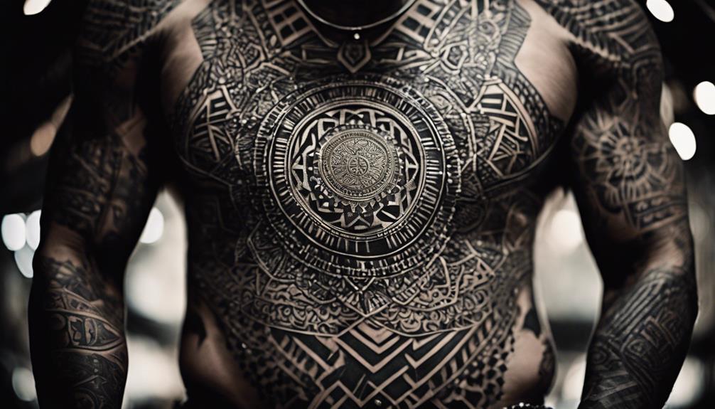 Black and White Chest Tattoo Inspiration tattoo design color scheme