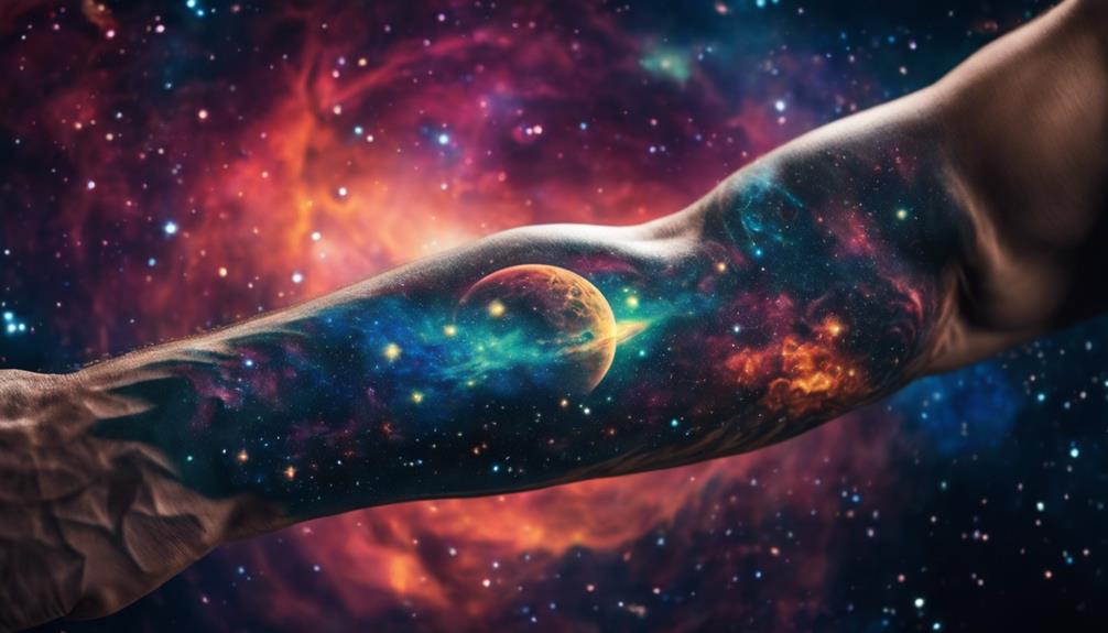 Stellar Beauty: Inner Forearm Tattoos for Men - iPic.ai - Create Beautiful Ai Art or Ai Images For Free tattoo designs inspired space