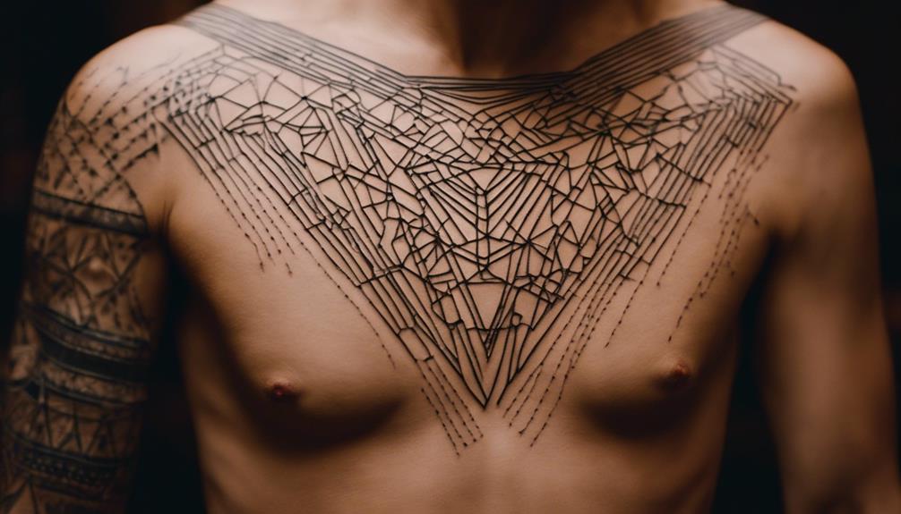 Chest Tattoos With Minimalist Shape Designs - iPic.ai - Create Beautiful Ai Art or Ai Images For Free tattoos on the chest