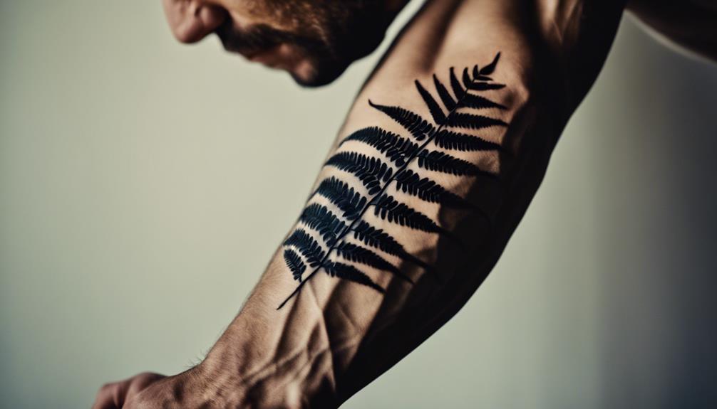 Why Minimalist Botanical Forearm Tattoos for Men? - iPic.ai - Create Beautiful Ai Art or Ai Images For Free understated strength of man