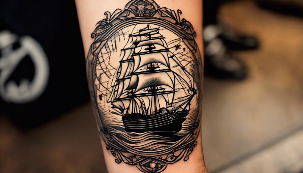 10 Traditional Nautical Inner Forearm Tattoos for Men - iPic.ai - Create Beautiful Ai Art or Ai Images For Free vintage nautical artwork style